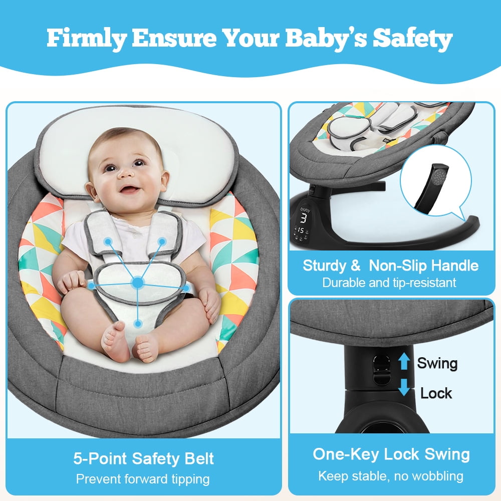 Costway Baby Electric Rocking Chair 5 Swing Ranges Bluetooth Cradling  Bouncer