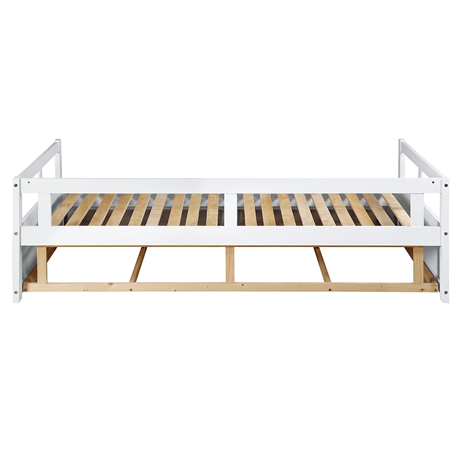 Gewnee Solid Wood Twin Size Extending Daybed with Two Storage Drawers,White