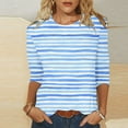thumbnail image 3 of STETMN Basic T Shirts for Women 3/4 Sleeve T-Shirts Round Neck Tunic Tops Basic Tees Blouse, 3 of 5