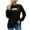 Black, variant on Chbgutlmr Long Sleeve Shirts for Women Crewneck Cutout Loose Fitted Blouses Solid Color Tops Fashion