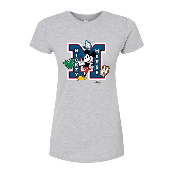 Disney - Mickey Mouse - Large Letter M Collegiate - Juniors Fitted Graphic T-Shirt