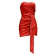 thumbnail image 5 of HXWCHs Women's Strapless Backless Spicy Style Sleeveless Ribbon Party Dress M Red, 5 of 6