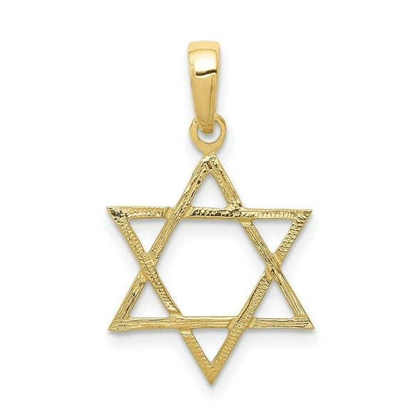 Diamond2Deal 10k Yellow Gold Star of David Pendant for Women (L- 0.99 inch, W-0.6 inch)