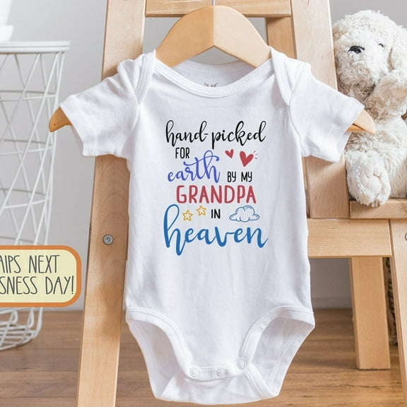 Baby Bodysuit BELLA CANVAS Handpicked For Earth By My Granpa In Heaven Baby Bodysuit, Baby Shower Gift, Grandpa In Heaven