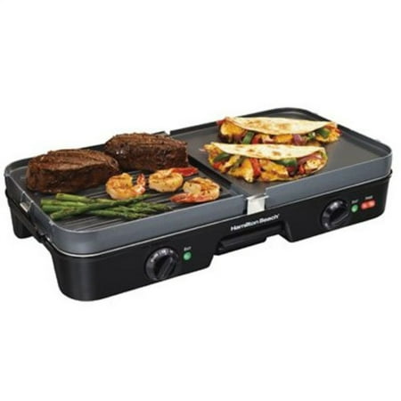 Hamilton Beach (38546) 3 in 1 Electric Smokeless Indoor Grill & Griddle Combo with Removile