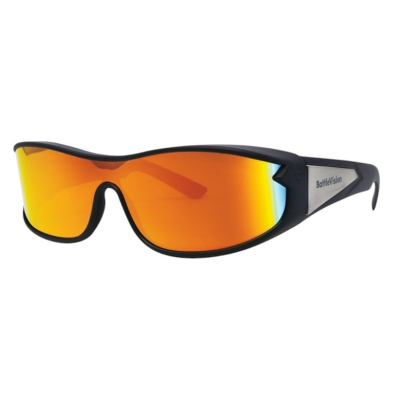 BattleVision Wrap Around Sunglasses:SUNGLASSES FOR PRESCRIPTION GLASSES Unisex BattleVision Wrap Arounds Unisex Sunglasses - Black/Orange  main image 4
