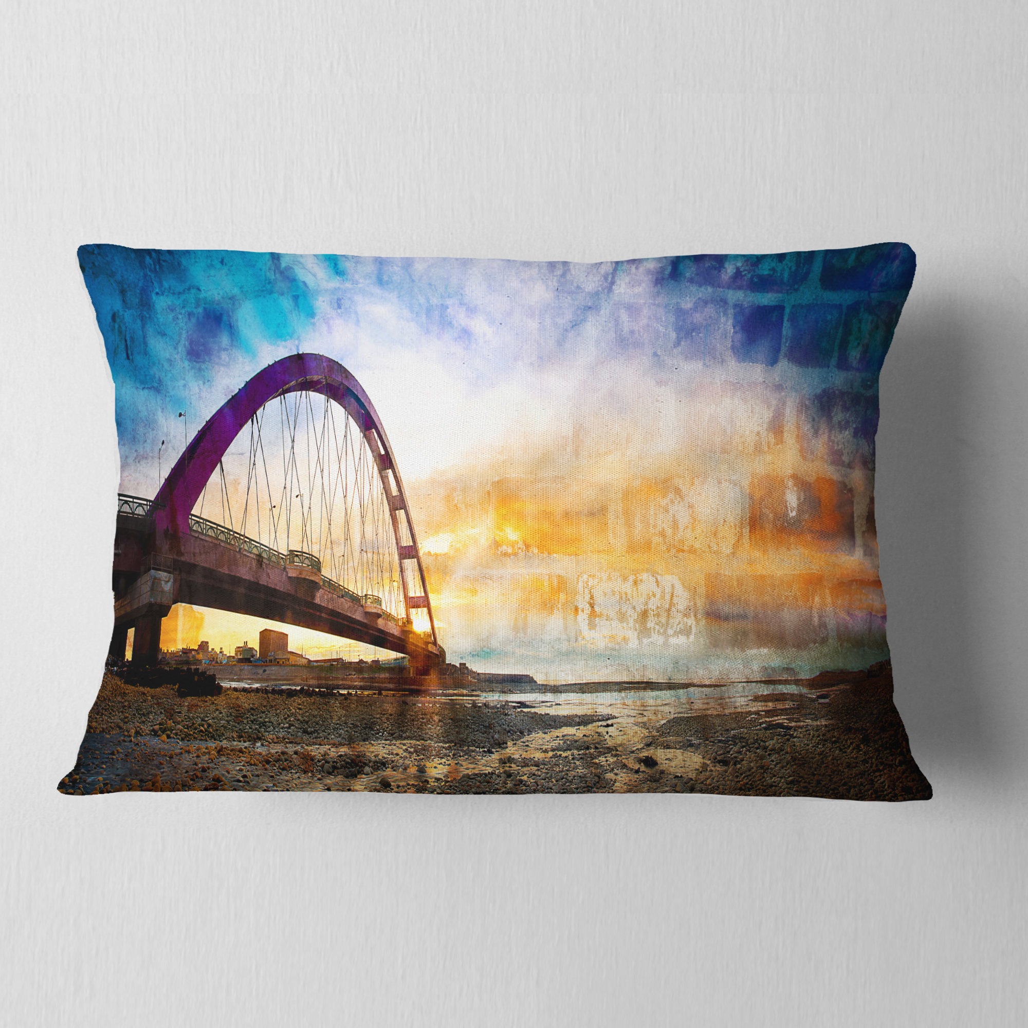 Designart 12" x 20" Red Polyester Throw Pillow