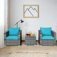 thumbnail image 2 of Costway3 PC Patio Rattan Furniture Bistro Set Cushioned Sofa Chair Turquoise, 2 of 11