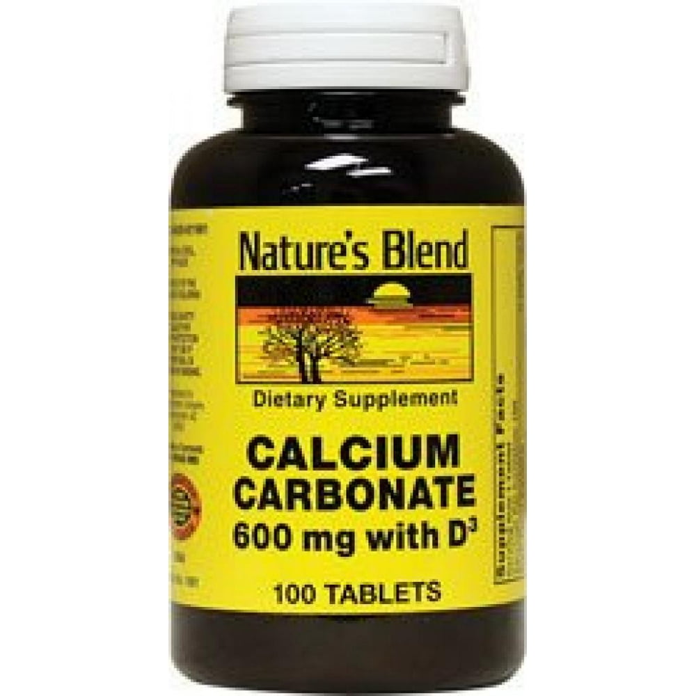 Nature's Blend Calcium Carbonate with Vitamin D3 600 mg 100 Tabs