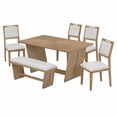 thumbnail image 2 of MAYEERTY 6-Piece Retro Dining Table Set for 6, 60" Wood Kitchen Table and Chairs Set of 4 with Bench Designed Trestle Base for kitchen & Dining Room (Natural Wood Wash), 2 of 34