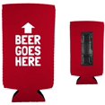 thumbnail image 2 of Beer Goes Here Arrow Up Funny Magnetic Slim Can Coolie (Red), 2 of 3