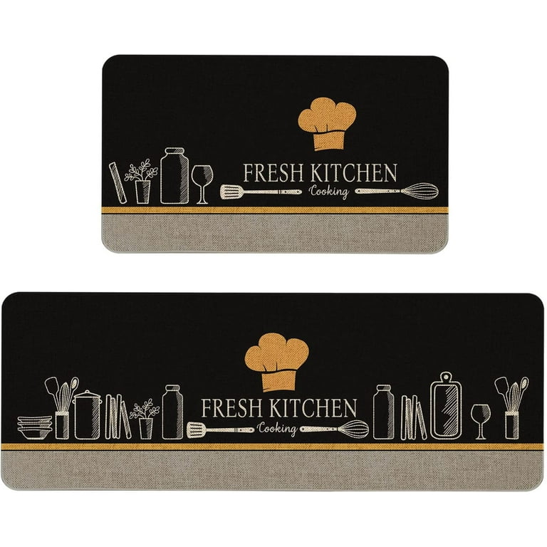 Chef Kitchen Rugs and Mats Set of 2, Christmas Believe Non-Slip Backing Kitchen  Rug, Kitchen Sets Low-Profile Washable Floor Mat for Home Kitchen Decor -  17x29 and 17x47 Inch 