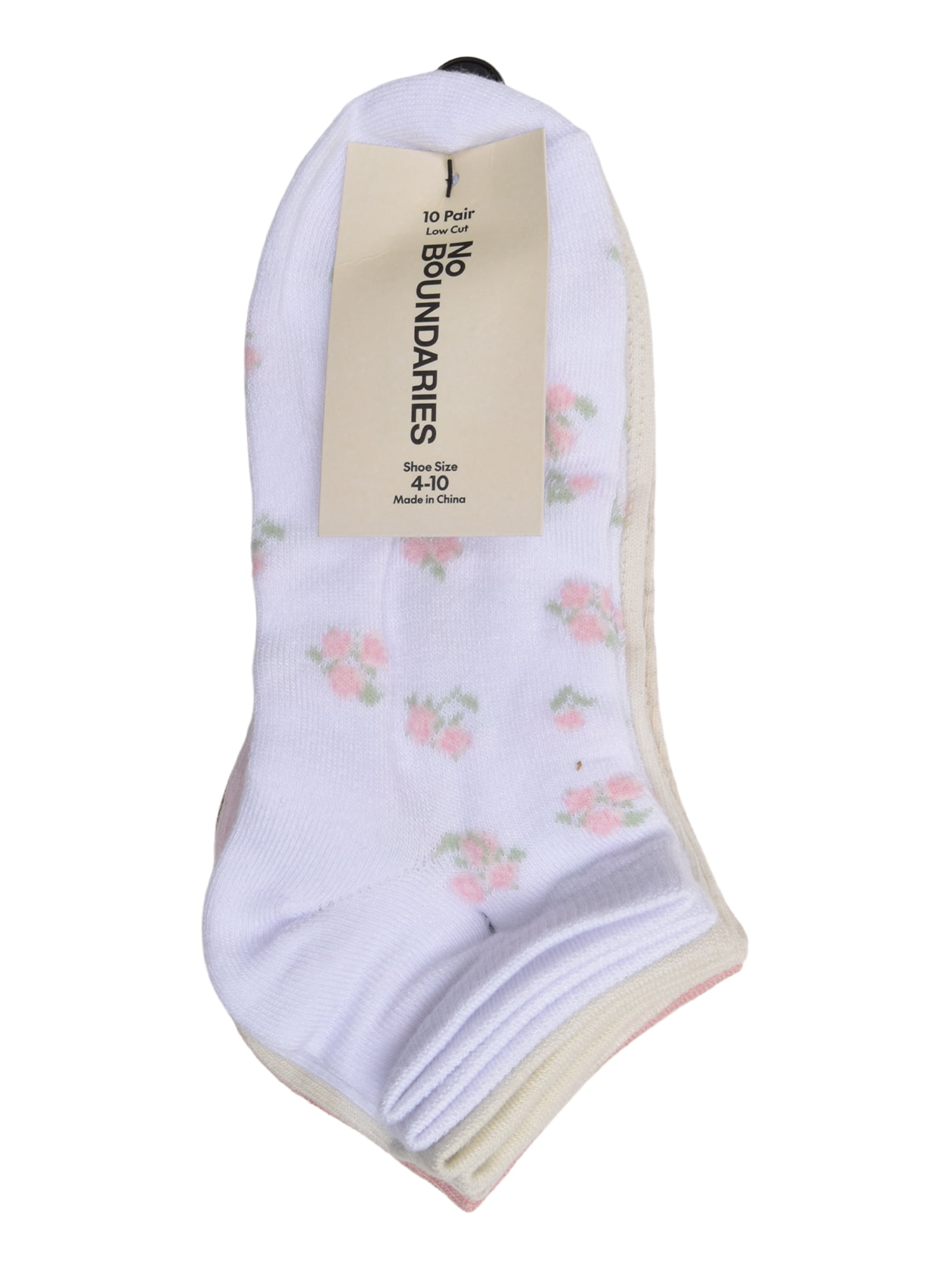 No Boundaries Women’s Low Cut Socks, 10 Pack, Shoe Sizes 4-10