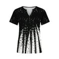 thumbnail image 5 of QQAMB Women Tops Cotton Elegant Floral Print Summer Cool Tees Short Sleeve V Neck Button Blouse Casual Loose Tunic Tops Black 2XL, 5 of 5