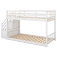 thumbnail image 6 of Harper & Bright Designs Twin Over Twin Bunk Bed with Staircase and Storages for Teens, Solid Wood Low Bunk Beds with Wood Support Slats, No Box Spring Required, 6 of 9