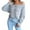 Grey, variant on Hpapadks Sweaters for Women Trendy Fall Winter Off Shoulder Hollow Out Cable Knit Solid Casual Sweaters Cable Knit Sweater Women Blue L