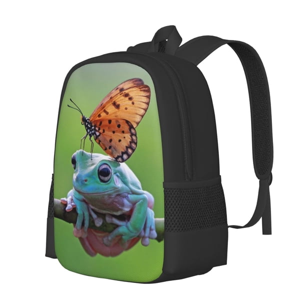 Balery Butterfly Landing On Head Dumpy Frog Mochila para hombre y mujer - Tela Oxford 600D resistente - Gran capacidad, resistente al agua, ideal para la escuela, viajes y senderismo