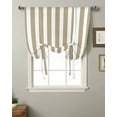 thumbnail image 2 of Khaki Stripes Tie Up Curtains for Kitchen Bathroom Bedroom Windows 45 Inch Length, Farmhouse Brown Simple Vertical Striped Balloon Drape Curtains Shade Rod Pocket Drapery Curtain Panel, 34"x45", 2 of 7