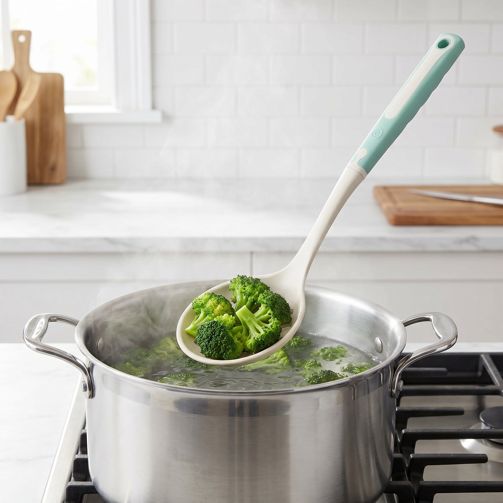 Unique Bargains Heat Resistant Cooking Silicone Slotted Spoon for Cookware B 14"x4.1"