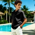 thumbnail image 3 of Toddler Boys Summer Clothes Short Sleeve Button Down Dress Shirts Kids Collar Plain School, 3 of 8