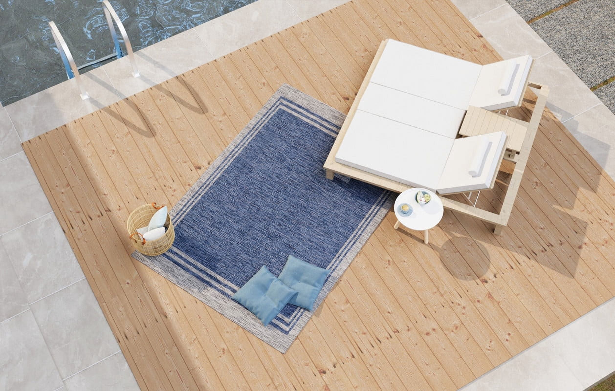 Beverly Rug Indoor/Outdoor Area Rugs, Waterproof Patio Porch Garden Carpet, Azure Blue, 9'x12'
