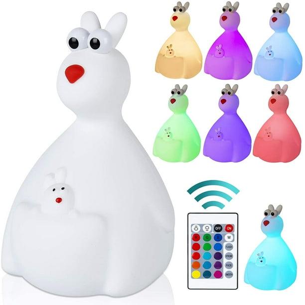 Luz de noche para bebés con control remoto para niños - Luz de noche LED recargable y cambiante para habitaciones de niños, bebés y niños pequeños (roja)