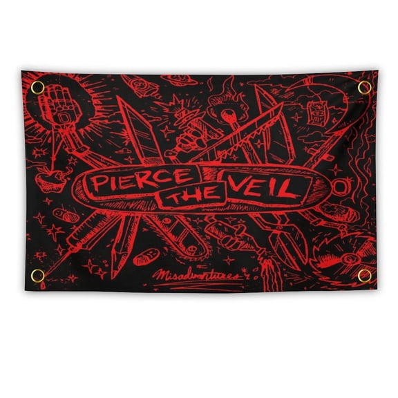 Pierce the Veil Tapestry 3 * 5 Feet With Four Brass Buttonholes For Hanging Suitable For Indoor University Dormitory Party Tapestry Art poster