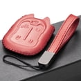 thumbnail image 4 of Vitodeco Leather Smart Key Fob Case Compatible with Chevrolet Silverado 1500, 2500, 3500, GMC Sierra (2019 - 2023 Models) - 5-Button, Red, 4 of 5