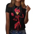 thumbnail image 2 of Hazbin Hotel Moda Casual Mujer Impreso Cuello Redondo Manga Corta Camiseta Top Negro/S, 2 of 5