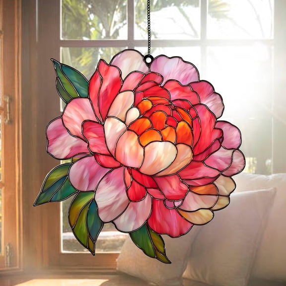 Era Gift Peony acrylic suncatcher hanging sign, peony window dÃ©cor, perfect gift for mom, peony & gardening lovers, Mother's Day gift