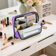 thumbnail image 7 of Standing Pencil Case with Base Large Capacity Stationery Pouch Pen Bag with Zipper for Women Men Abstract Purple Watercolor Background, 7 of 7