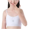 thumbnail image 2 of BLTIBY Cotton Girls Training Bra Crop Cami Training Seamless Mesh Bras with Cheast Pads for Teens Comfortable Breathable Fashion Bralette White 2 M, 2 of 3