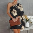 thumbnail image 2 of Robes à une Épaule pour Femmes Manches Chauve-Souris Décontractée Été Courte Mini Robe Élégante Sexy Ample Confortable Plage Robe d'Été, 2 of 5
