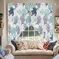 thumbnail image 2 of Swag Curtains Valances for Windows, Navy Blue Green Grey Coastal Short Kitchen Window Curtains Over Sink, Ocean Animals Pattern Cafe Curtains Panel Set Of 2,Rod Pocket, 36 Inches Length, 2 of 8