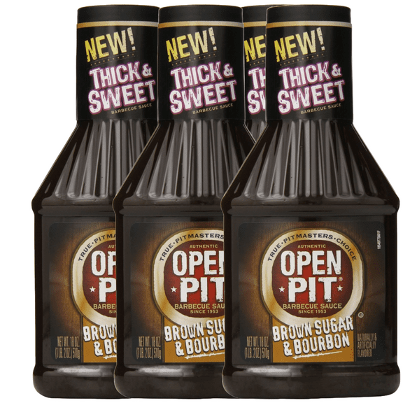 Open Pit Blue Label Thick & Sweet Brown Sugar & Bourbon Barbecue Sauce, 18 Oz., Each Bottle ( Pack Of 4)