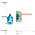 thumbnail image 3 of Real 14kt Yellow Gold 9x6mm Pear Blue Topaz Earrings; for Adults and Teens; for Women and Men, 3 of 3