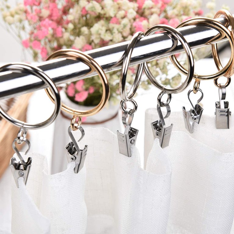 JFFX 30 Pcs Curtain Clips With Hooks, Heavy Duty Metal Shower Clip Hook Set For