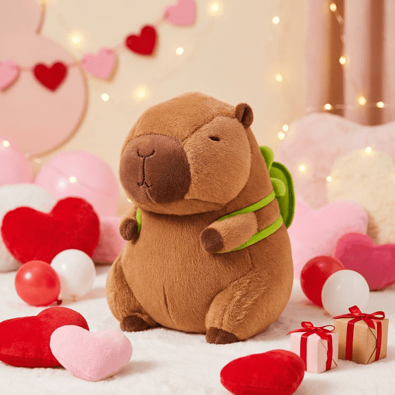 9.8in Capybara Plush Cute Capybara Stuffed Animals with Turtle Backpack, Kawaii Capibara Plushie Toy, Valentine’s Day Gift for Kids, Soft Hugging Pillow, Rodent Animal Pet Doll, Stocking Stuffers for