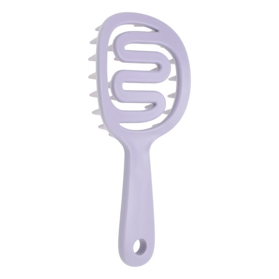 Unique Bargains 1 Pc Long Handle Hollow Hair Shampoo Brush for Head Massage 7.09"x3.15"x0.87" Purple