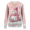 thumbnail image 4 of Christmas Sweatshirts For Women Vintage Animal Graphic Ugly Sweaters Tops Western Long Sleeve R-neck Pullover for Holiday Festive Wear,Pink,L, 4 of 5