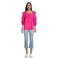 thumbnail image 6 of The Pioneer Woman Square Neck Blouse with Ruffle Sleeves, Women's, 6 of 6