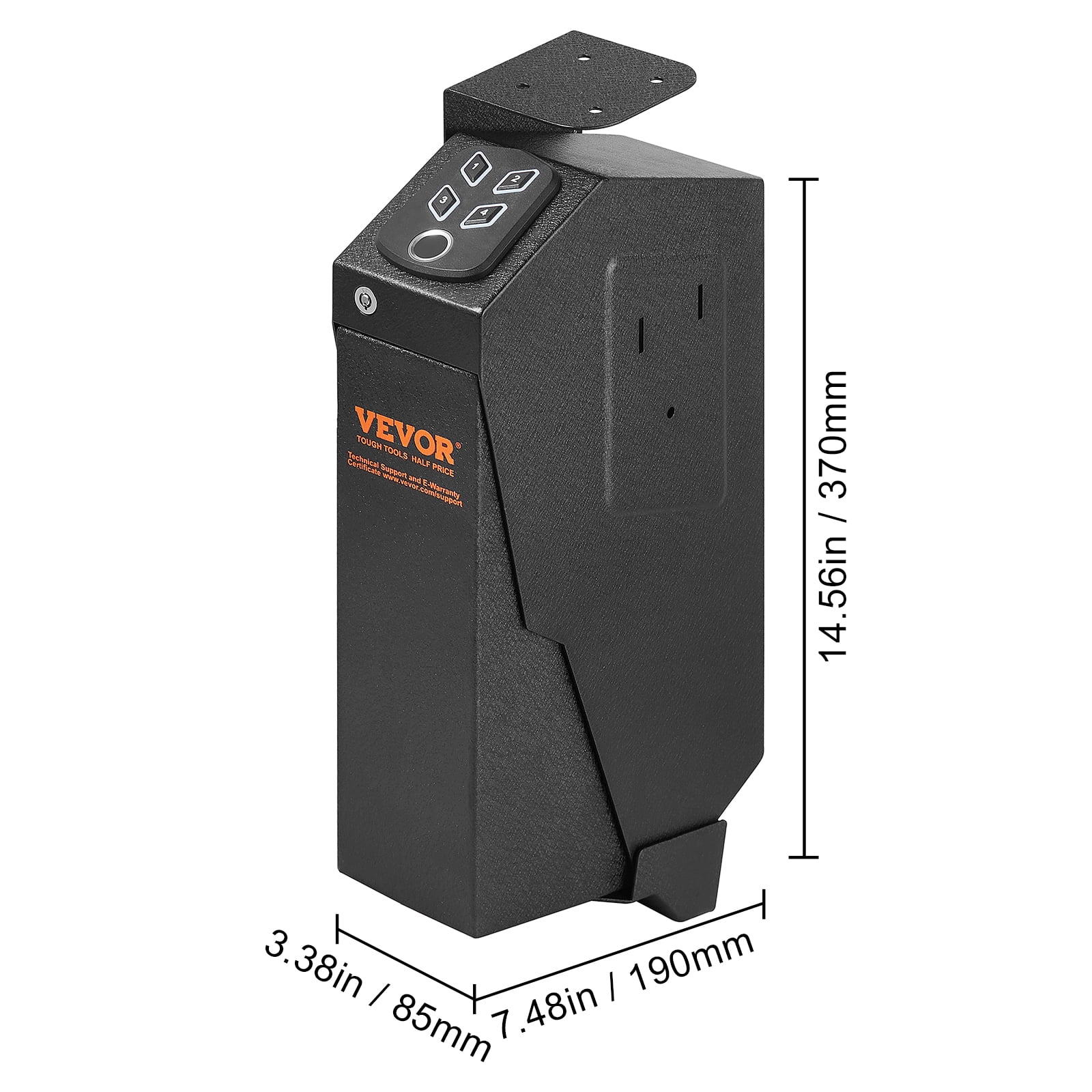 VEVOR Mounted Gun Safe for Pistols, Biometric Gun Safe with Three Quick Access Ways of Fingerprints, Passwords and Keys, Handgun Safe for 1 Pistol for Home, Bedside, Nightstand, Wall