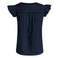 thumbnail image 6 of Women Summer Tops Womens Lace Short Sleeve Blouses V Neck T Shirt Dressy Casual Tops Workout Tee Womens Baseball Mom Women Pocket Short Ladies Work Blouse Long Neck Shirt Fall Set Tee Shirts Navy L, 6 of 6
