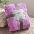 thumbnail image 5 of Wuztai Plaid Solid Color Flannel Blanket Soft Warm, Blue Pink Beige 150x100cm for Couch Lap Car, Cozy Throw Cover, 5 of 7