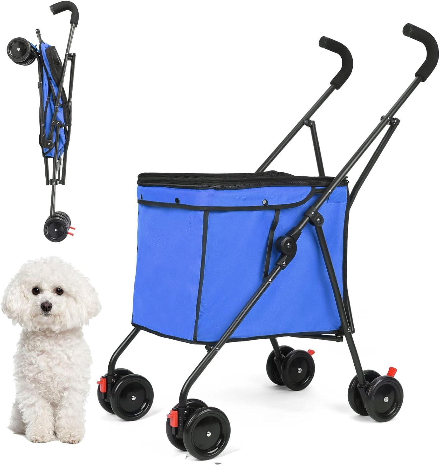 Dog Strollers, Shopping Cart, Collapsible Folding Utility Wagons Carts Heavy Duty, The Original Patented, 60lbs Capacity, Minimalist for Cats Pets Outdoor Camping Shopping Sports Garden (Black)
