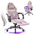 thumbnail image 3 of JONPONY Big and Tall Gaming Chair, Computer Chair with Footrest and Massage Lumbar Support, Height Adjustable Game Chair with Headrest and Swivel Seat，PINK, 3 of 11