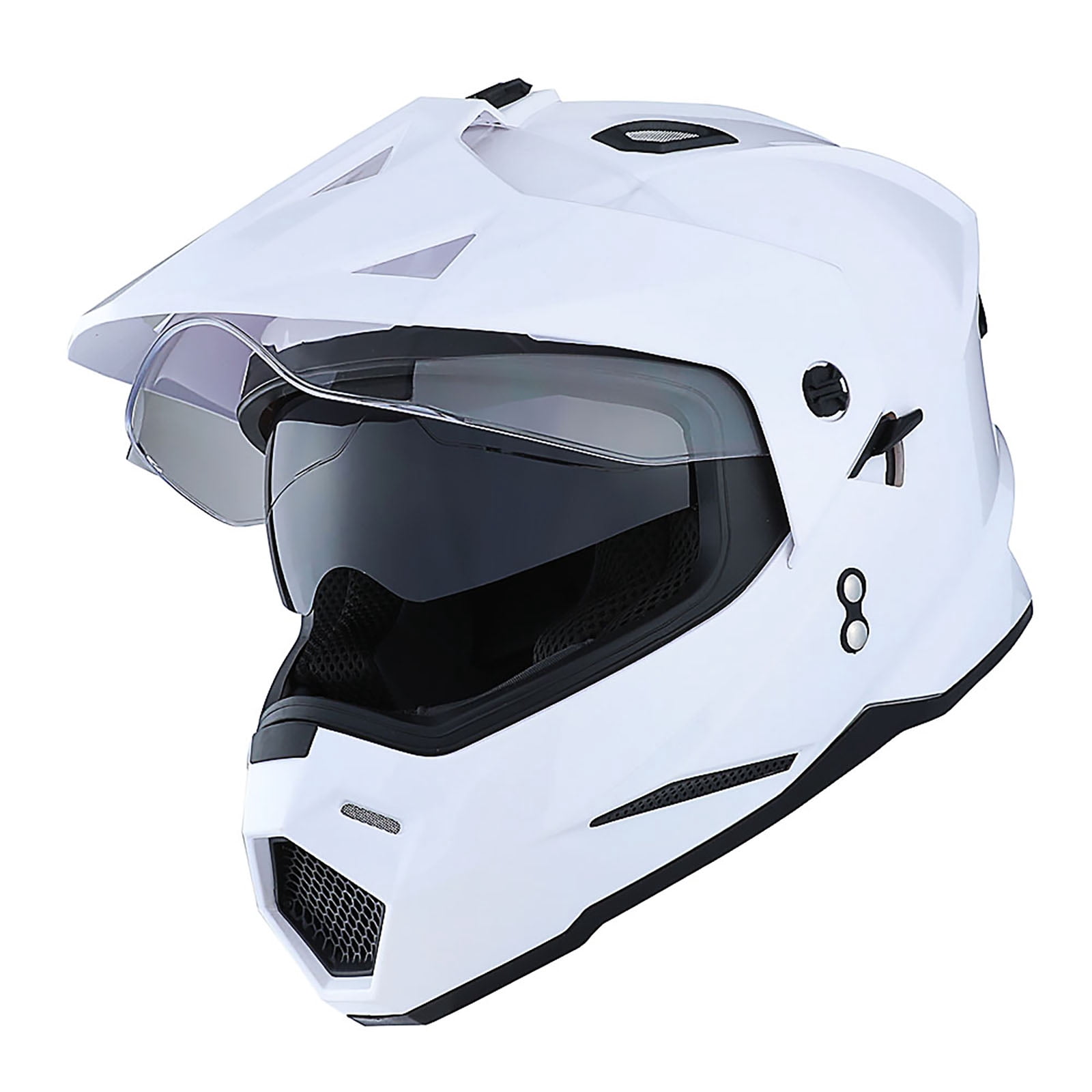 1Storm Dual Sport Motorcycle Motocross Off Road Full Face Helmet HF802 Dual Visor Glossy White
