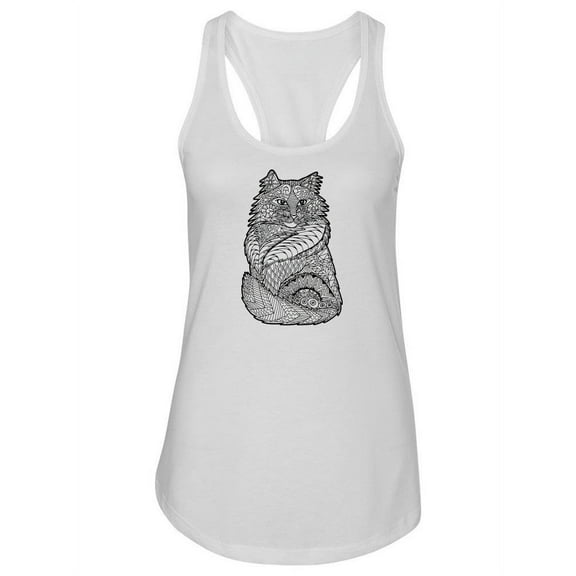 Cat Zentangle Design Tank Women -Image by Shutterstock, Female x-Small