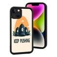 thumbnail image 2 of Stylish Yellowing Resistant Lightweight iPhone 15 Case - Playful Dark Blue Design with Bold ' KEEP PUSHING ' Motif, 2 of 6