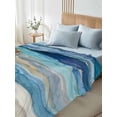 thumbnail image 5 of Blue Coastal Flat Sheets Only Queen Size, Soft Breathable Bed Top Sheets for Mattress, Summer Beach Nautical Abstract Art Luxury Bedding Flat Sheets for Home Hotel Bedroom Bed Protection, 5 of 9